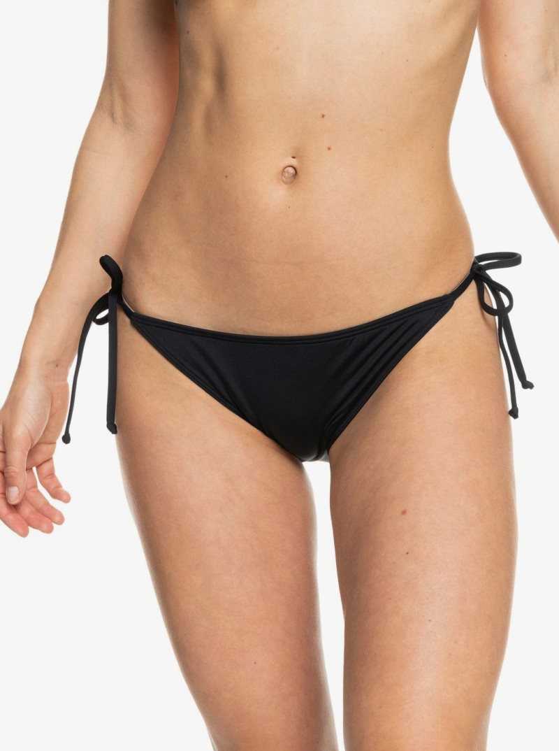 Roxy Beach Classics Tie Side Solid Bikini Bottoms Anthracite | WOGLQ-8271