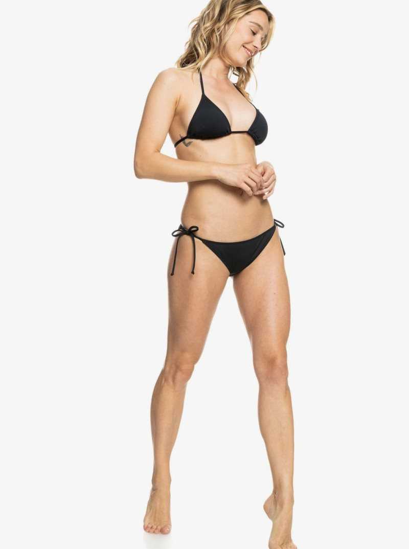 Roxy Beach Classics Tie Side Solid Bikini Bottoms Anthracite | WOGLQ-8271