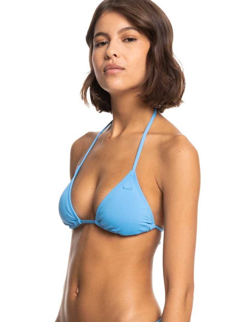 Roxy Beach Classics Tiki Triangle Bikini Top Azure Blue | ZSMCD-3457