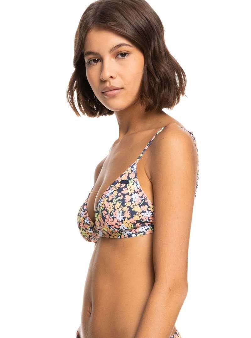 Roxy Beach Classics Triangle Bikini Top Mood Indigo Ditsy Love | JOZHE-9637