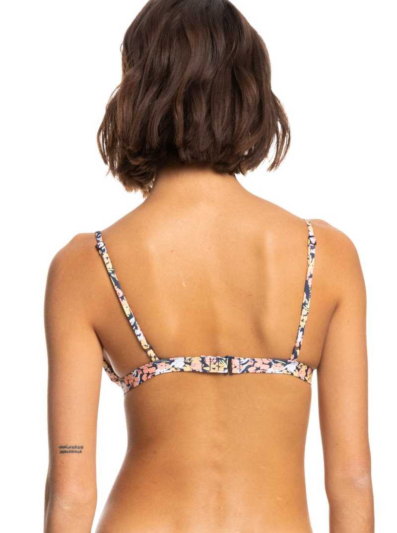 Roxy Beach Classics Triangle Bikini Top Mood Indigo Ditsy Love | JOZHE-9637