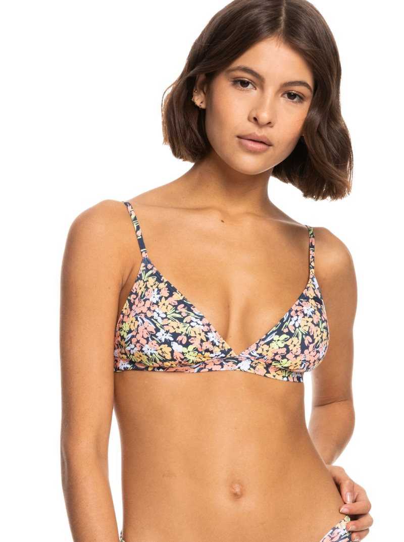 Roxy Beach Classics Triangle Bikini Top Mood Indigo Ditsy Love | JOZHE-9637