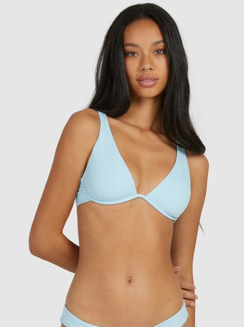 Roxy Beach Classics Underwire Bra Bikini Top Cool Blue | ZPWDL-6590