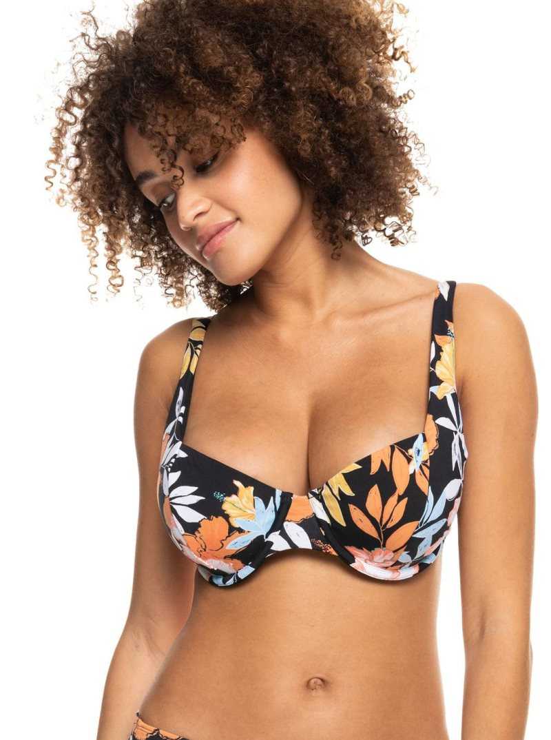 Roxy Beach Classics Underwired D-Cup Bikini Top Anthracite S Island Vibes | ETIMA-9821