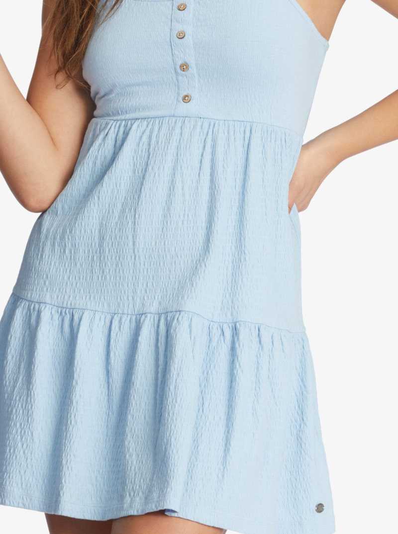 Roxy Beach Hangs Strappy Dress Powder Blue | BXHWU-9560