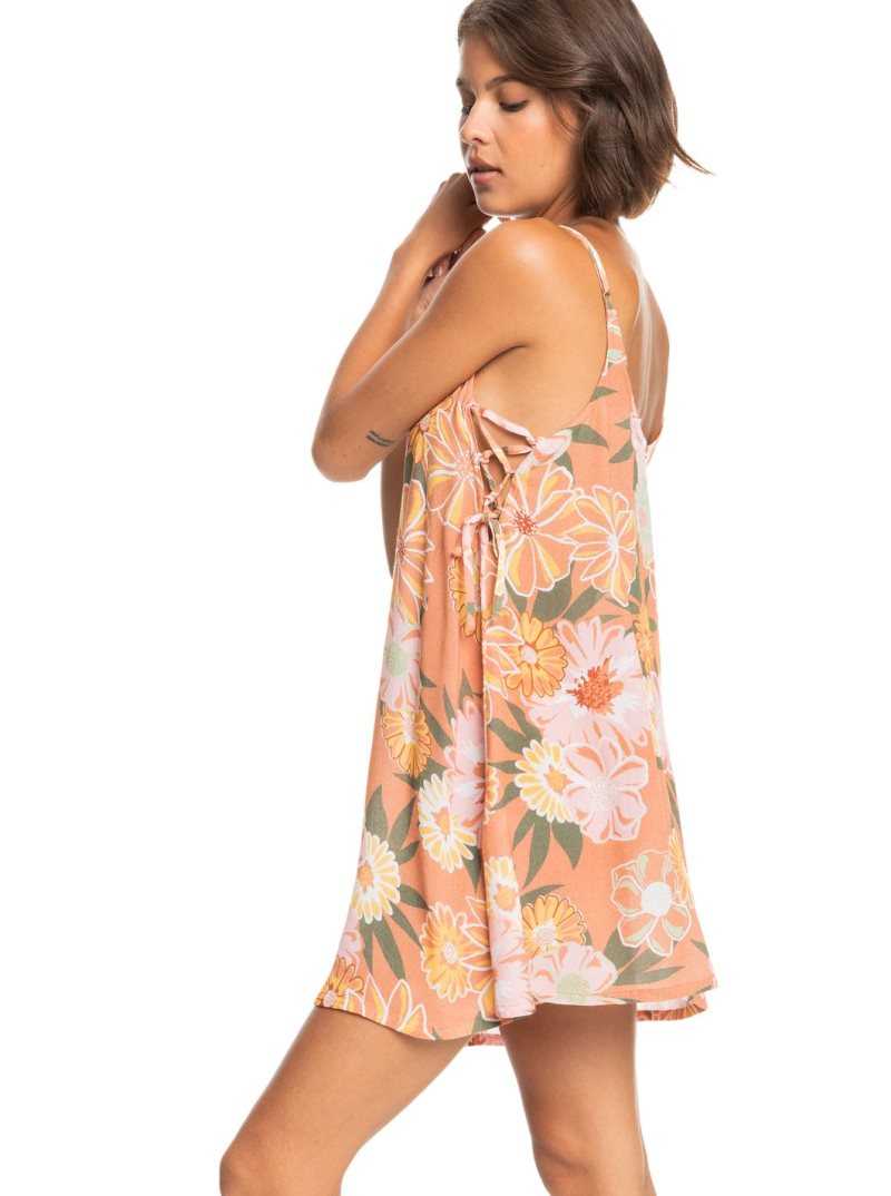 Roxy Beachy Vibes Beach Cover-Up Dress Toasted Nut Bloom Boogie S | JWTZV-1950