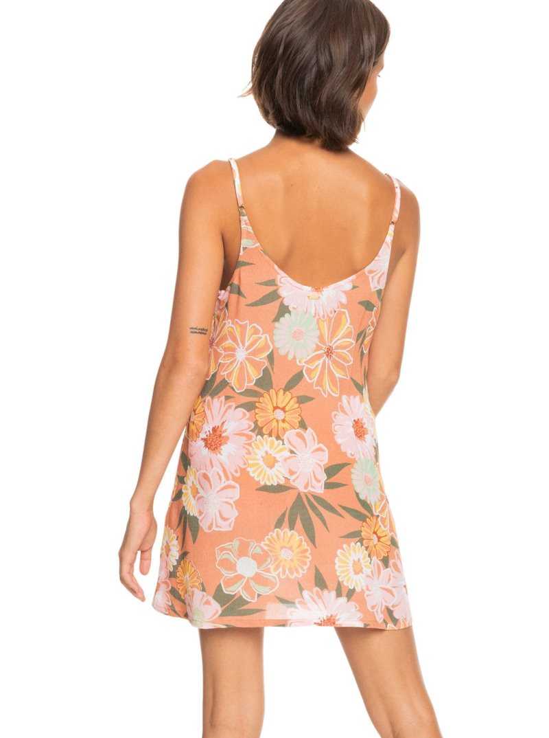 Roxy Beachy Vibes Beach Cover-Up Dress Toasted Nut Bloom Boogie S | JWTZV-1950