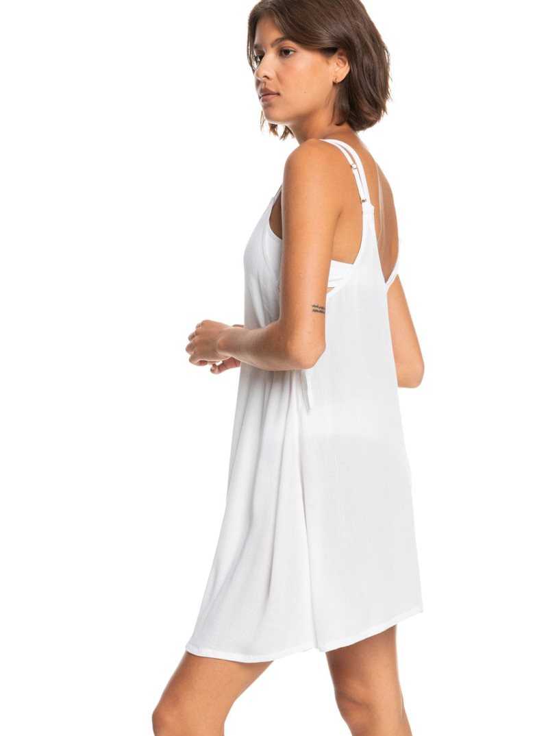 Roxy Beachy Vibes Solid Beach Cover-Up Dress Bright White | BDJUS-9401