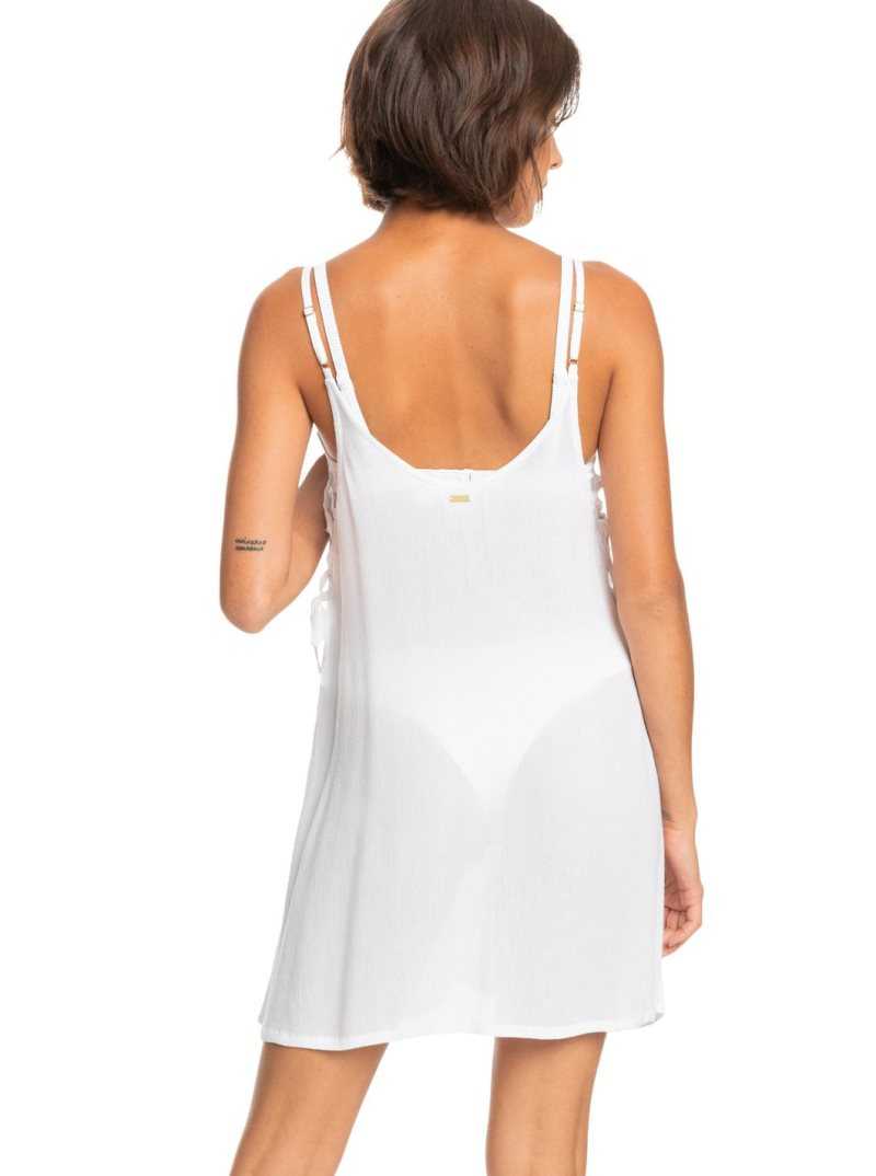 Roxy Beachy Vibes Solid Beach Cover-Up Dress Bright White | BDJUS-9401