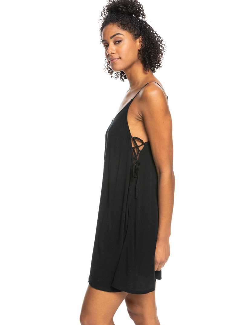 Roxy Beachy Vibes Solid Beach Cover-Up Dress Anthracite | LTAPH-3874