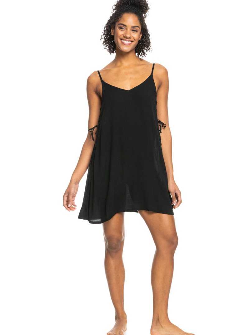 Roxy Beachy Vibes Solid Beach Cover-Up Dress Anthracite | LTAPH-3874