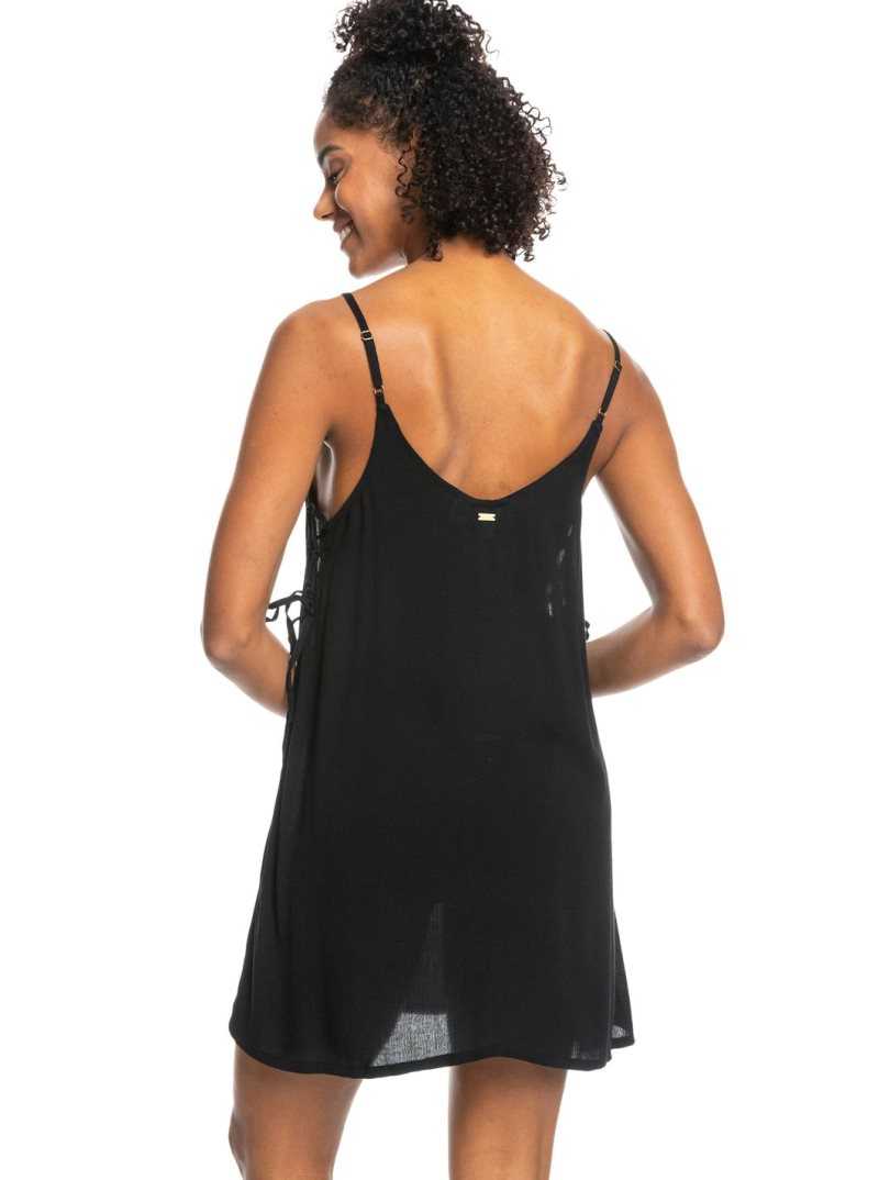 Roxy Beachy Vibes Solid Beach Cover-Up Dress Anthracite | LTAPH-3874