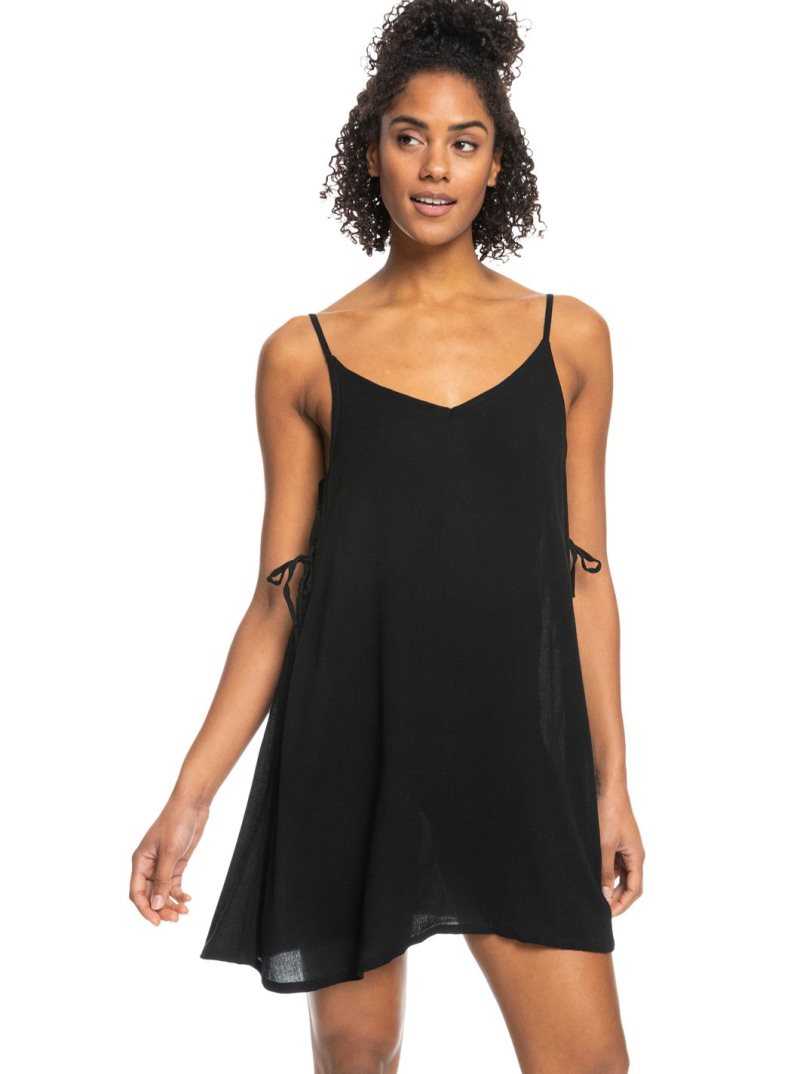 Roxy Beachy Vibes Solid Beach Cover-Up Dress Anthracite | LTAPH-3874