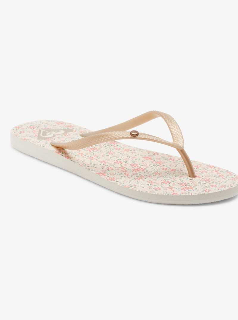 Roxy Bermuda Sandals White/C Pink/Floral Print | UAYDZ-1285