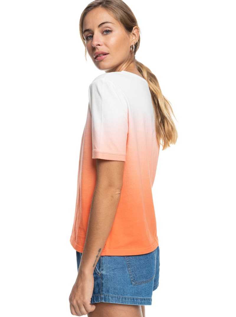 Roxy Biarritz Vibes Short Sleeve T-Shirt Fusion Coral | IQCWK-2573