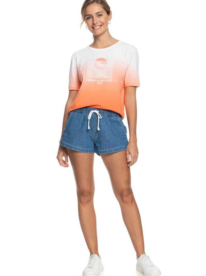 Roxy Biarritz Vibes Short Sleeve T-Shirt Fusion Coral | IQCWK-2573