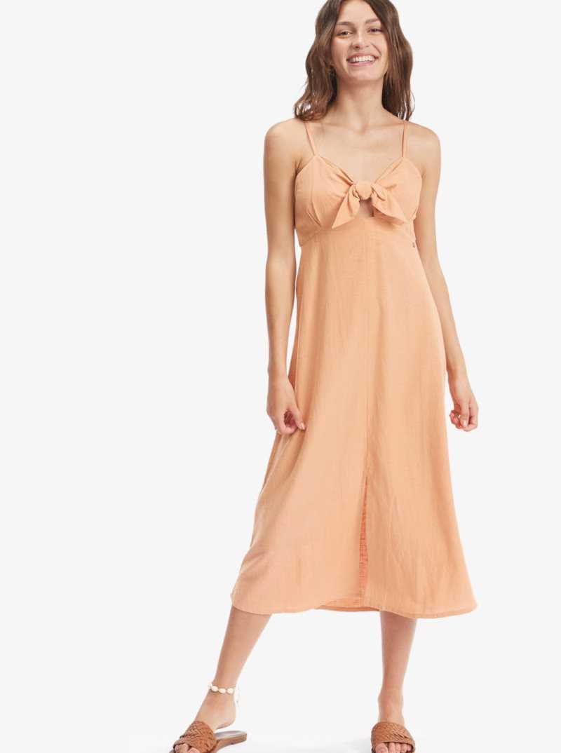 Roxy Bittersweet Step Midi Dress Toasted Nut | NVIKT-9618