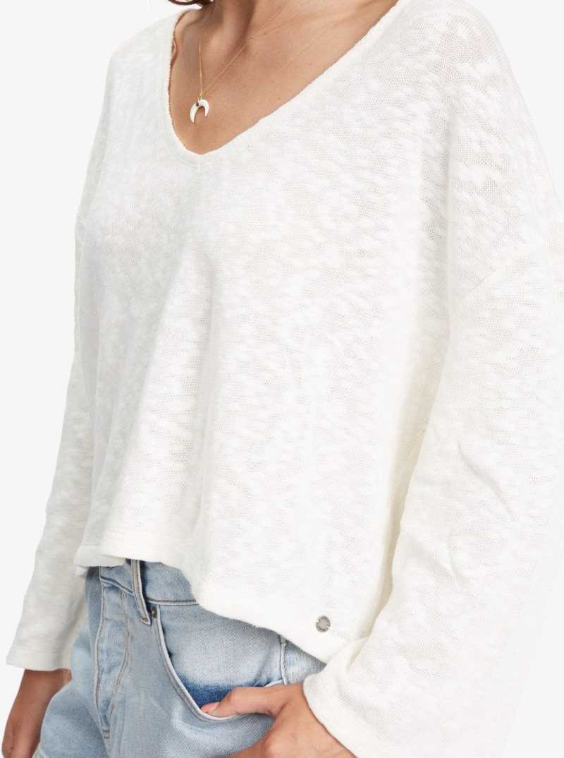 Roxy Board Walk V-Neck Top Snow White | GTMSJ-7432