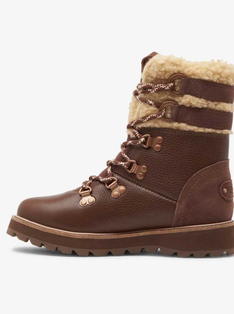 Roxy Brandi Lace-Up Boots Chocolate | SJBZV-4127