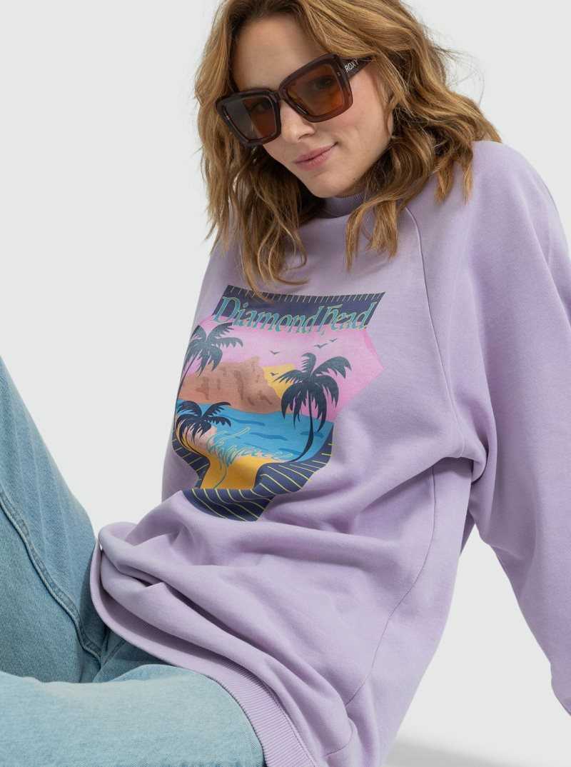 Roxy Breaking Waves Sweatshirt Dress Purple Rose | GUSNJ-1095