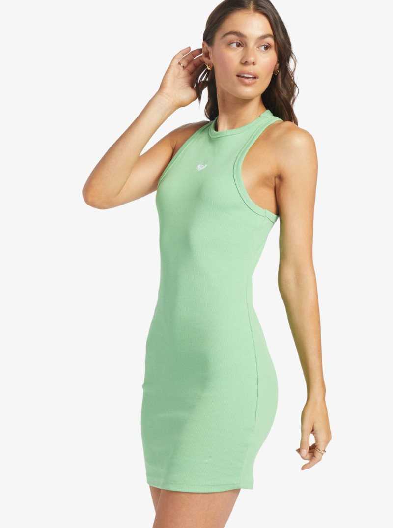 Roxy Bright Boardwalk High Knit Dress Absinthe Green | EWUJV-0942