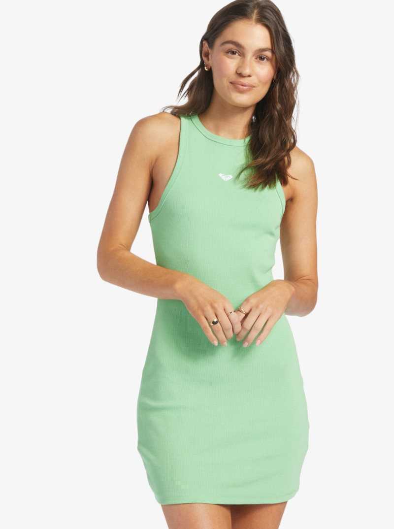 Roxy Bright Boardwalk High Knit Dress Absinthe Green | EWUJV-0942