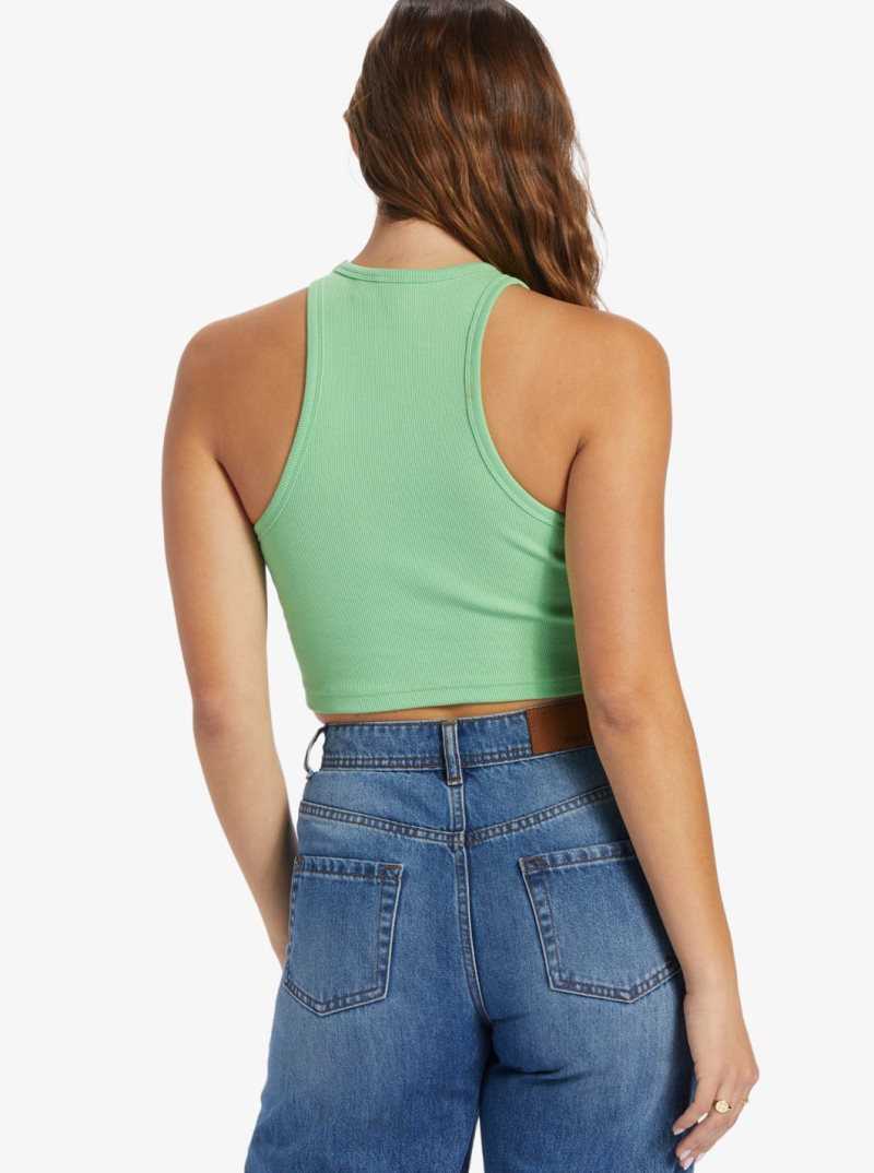 Roxy Bright Boardwalk High Knit Tank Absinthe Green | PAVCL-4358