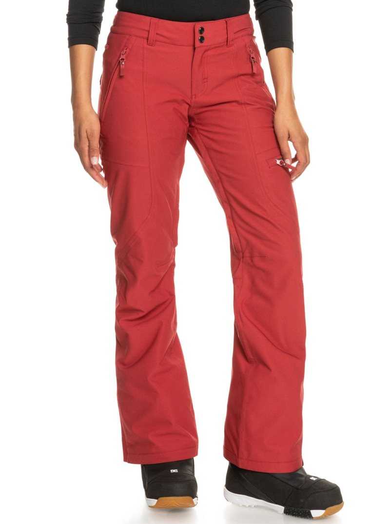 Roxy Cabin Slim Fit Snow Pants Brick Red | BTHOE-9564