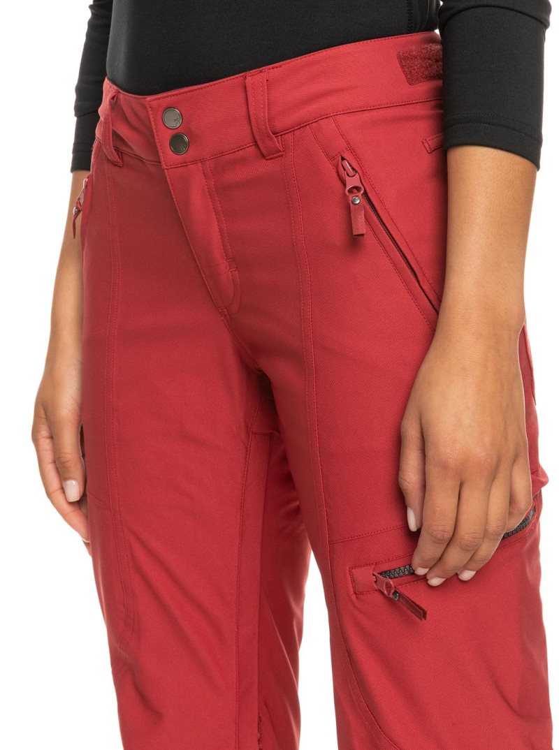 Roxy Cabin Slim Fit Snow Pants Brick Red | BTHOE-9564