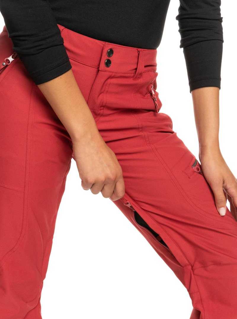 Roxy Cabin Slim Fit Snow Pants Brick Red | BTHOE-9564