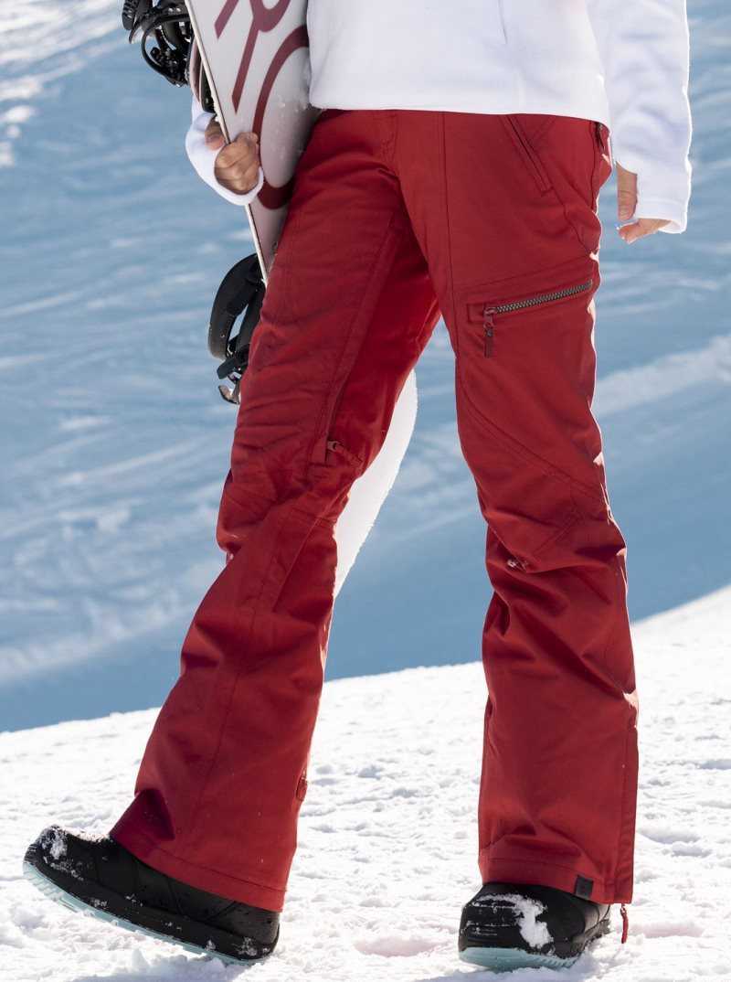 Roxy Cabin Slim Fit Snow Pants Brick Red | BTHOE-9564