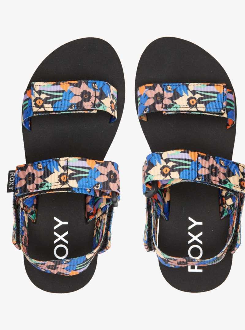 Roxy Cage Sandals Black/Blue | UHSXN-6378