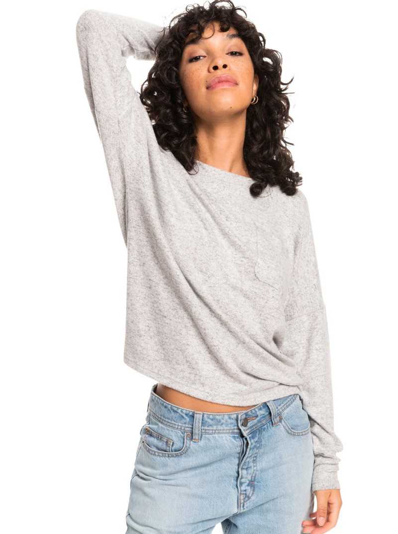 Roxy Casual Vibe Long Sleeve Pocket T-Shirt Heritage Heather | ZQPJM-5048