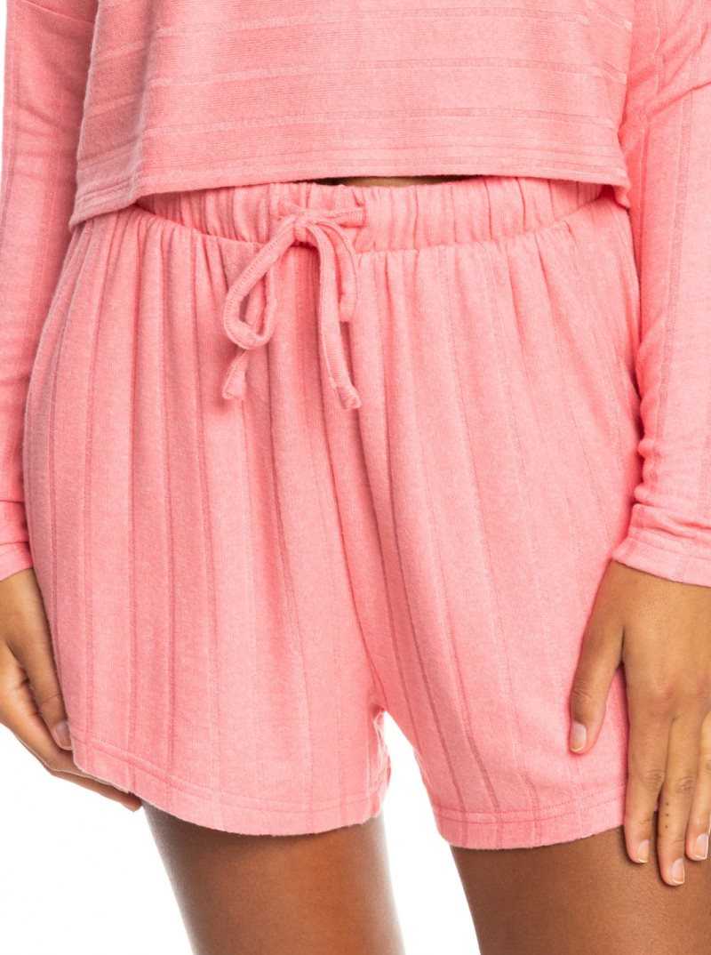 Roxy Catch Me If You Can Wide Rib Shorts Tea Rose | XERLI-1972