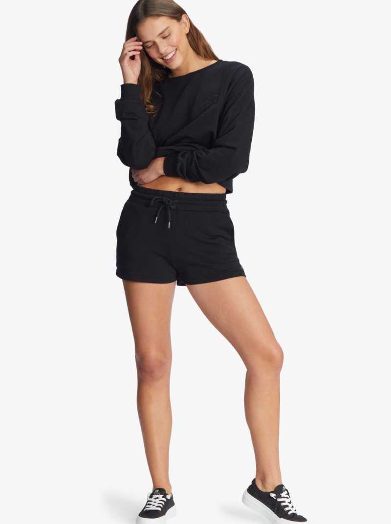 Roxy Check Out Sweat Shorts Anthracite | UJWHT-3618