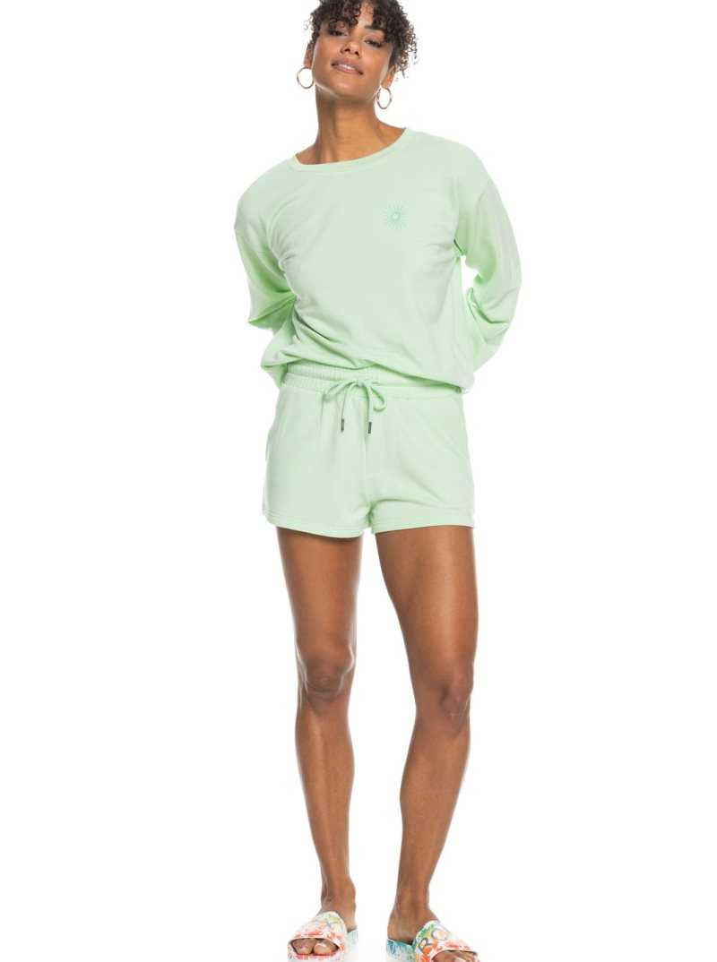 Roxy Check Out Sweat Shorts Pastel Green | KHVJS-0512