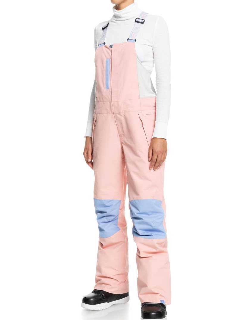 Roxy Chloe Kim Insulated Snow Bib Pants Mellow Rose | NGQHB-8124