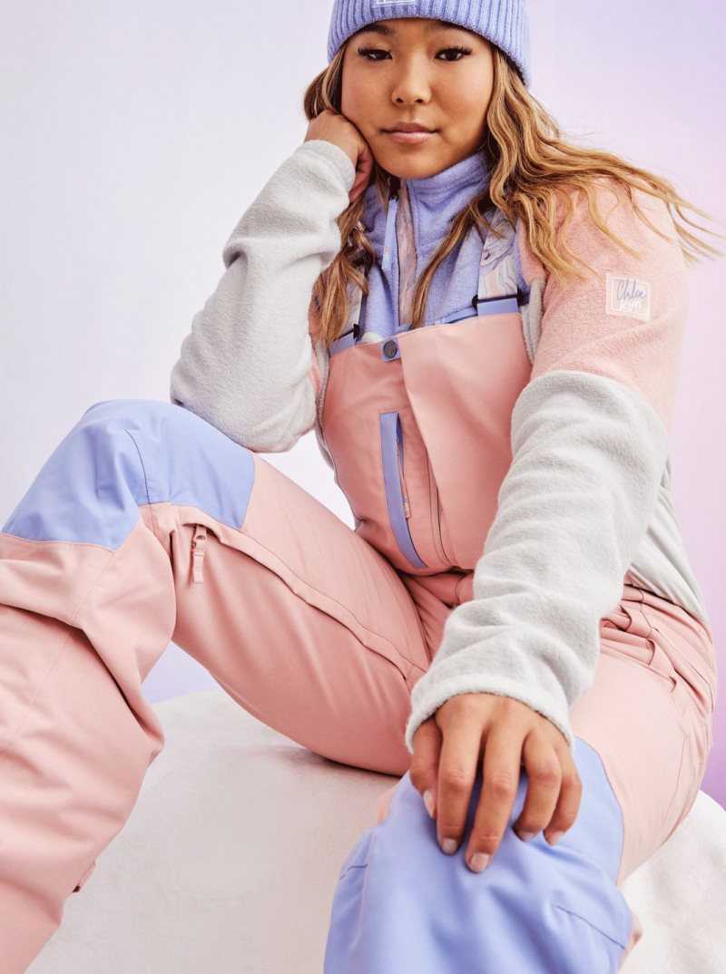 Roxy Chloe Kim Insulated Snow Bib Pants Mellow Rose | NGQHB-8124