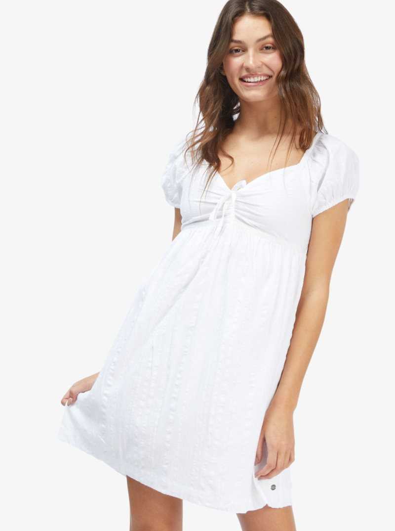 Roxy Clearwater Cove Short Sleeve Dress Snow White | IBDGW-3628