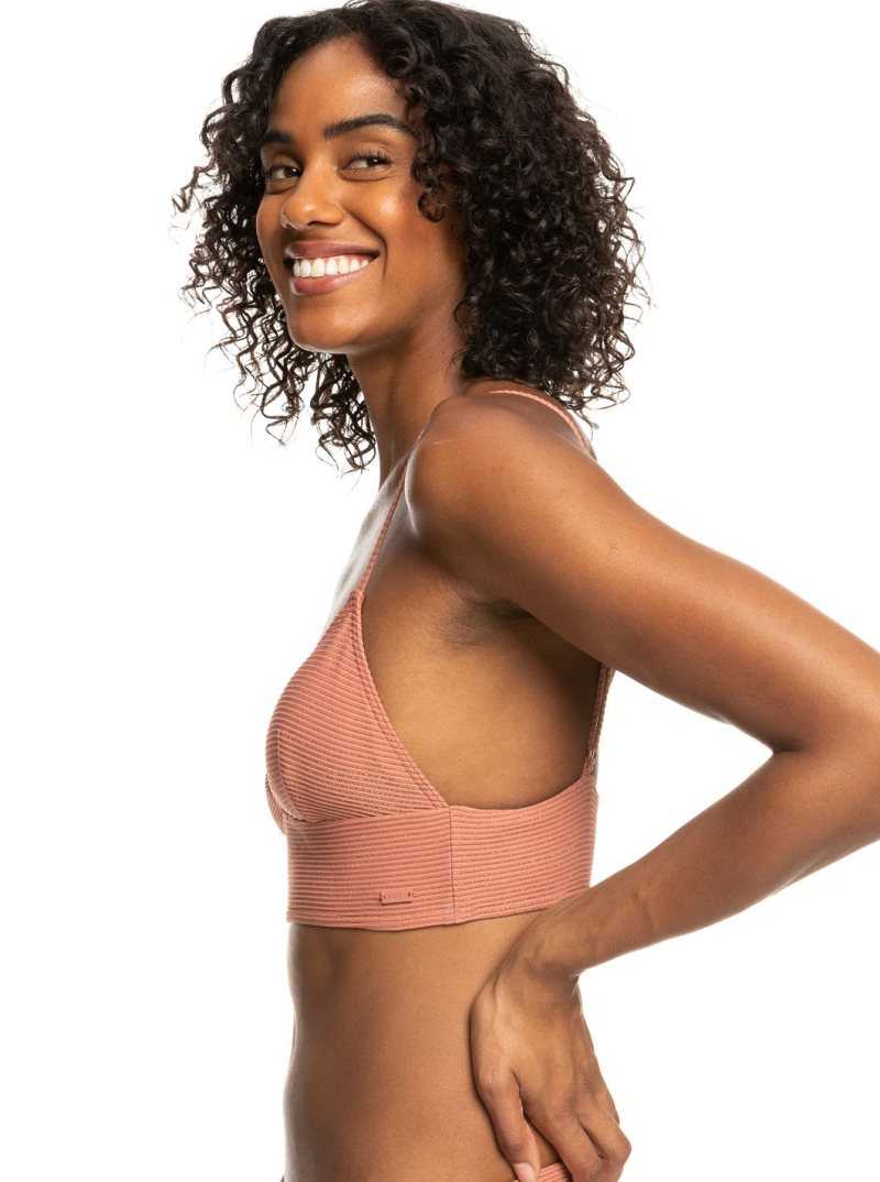 Roxy Coconut Crew Tank Bikini Top Cedar Wood | KLQXG-1423