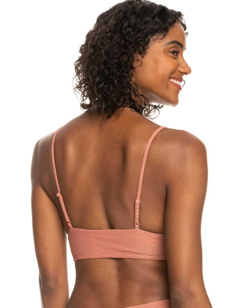 Roxy Coconut Crew Tank Bikini Top Cedar Wood | KLQXG-1423