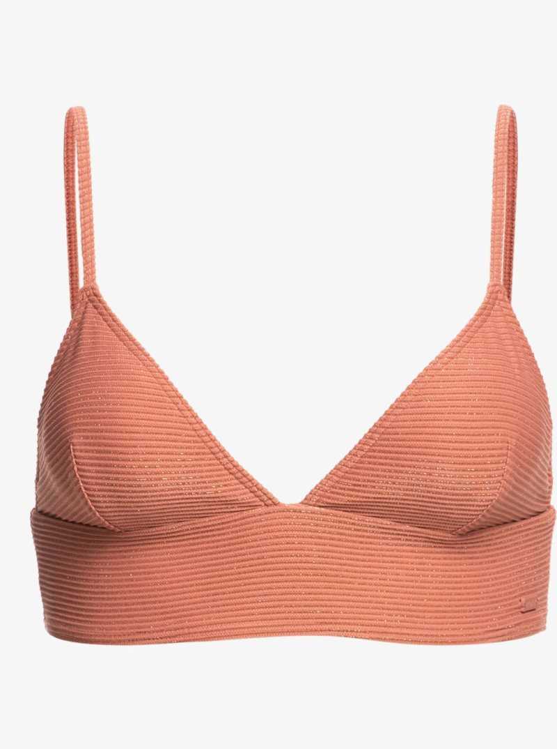 Roxy Coconut Crew Tank Bikini Top Cedar Wood | KLQXG-1423