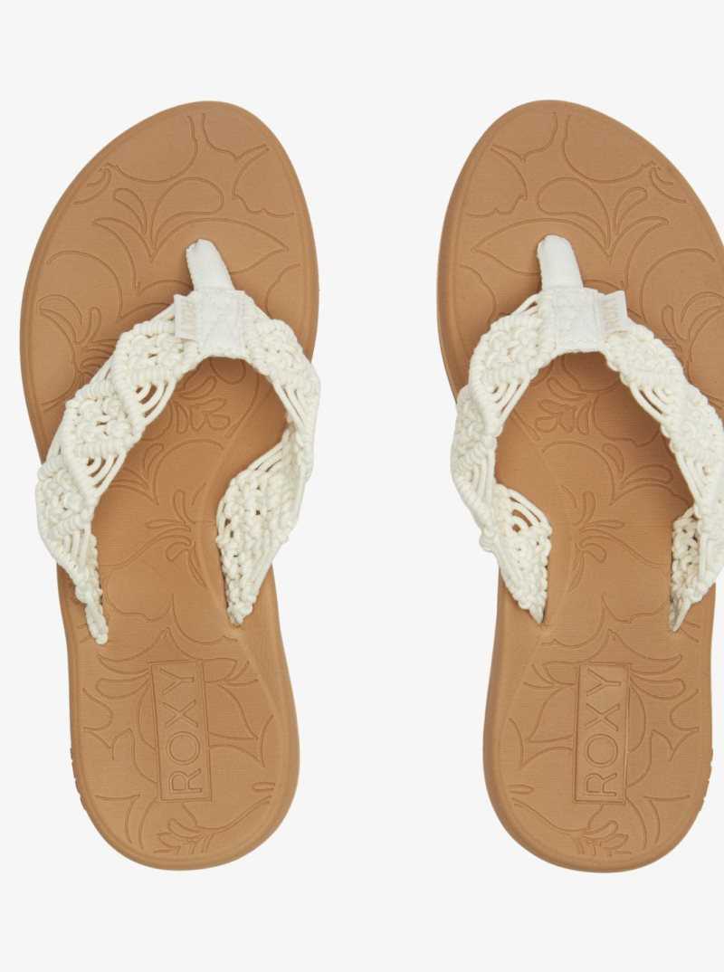 Roxy Colbee Hawaii Crochet Sandals Cream | OBYRP-3049