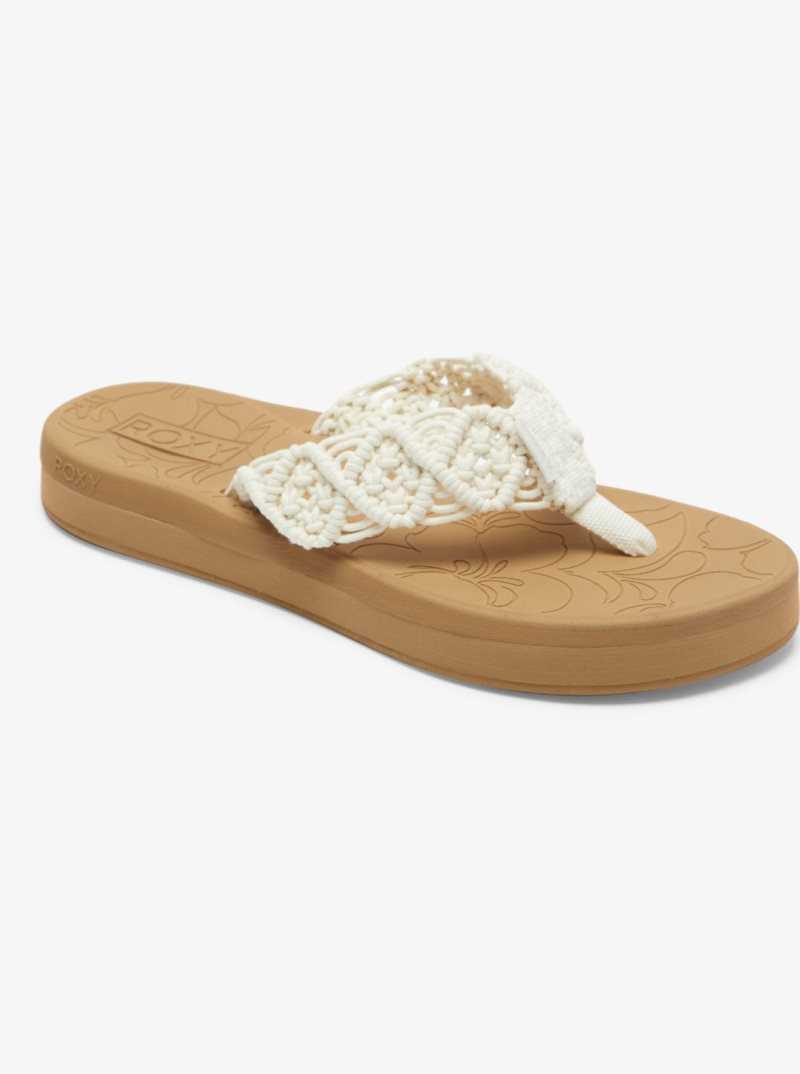 Roxy Colbee Hawaii Crochet Sandals Cream | OBYRP-3049