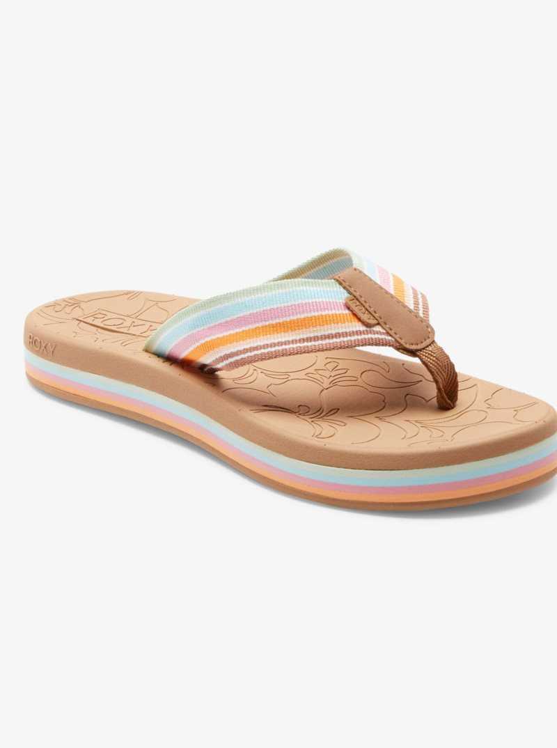 Roxy Colbee Hi Sandals White/Orange/Pink | NISEV-9386