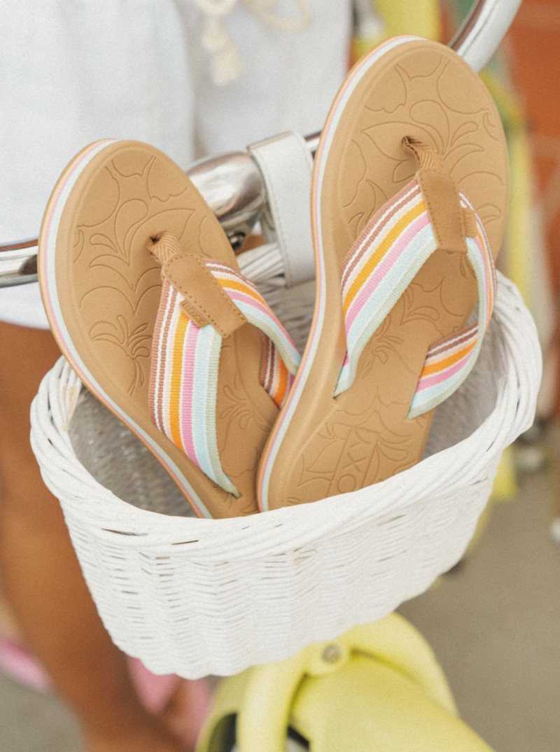 Roxy Colbee Hi Sandals White/Orange/Pink | NISEV-9386