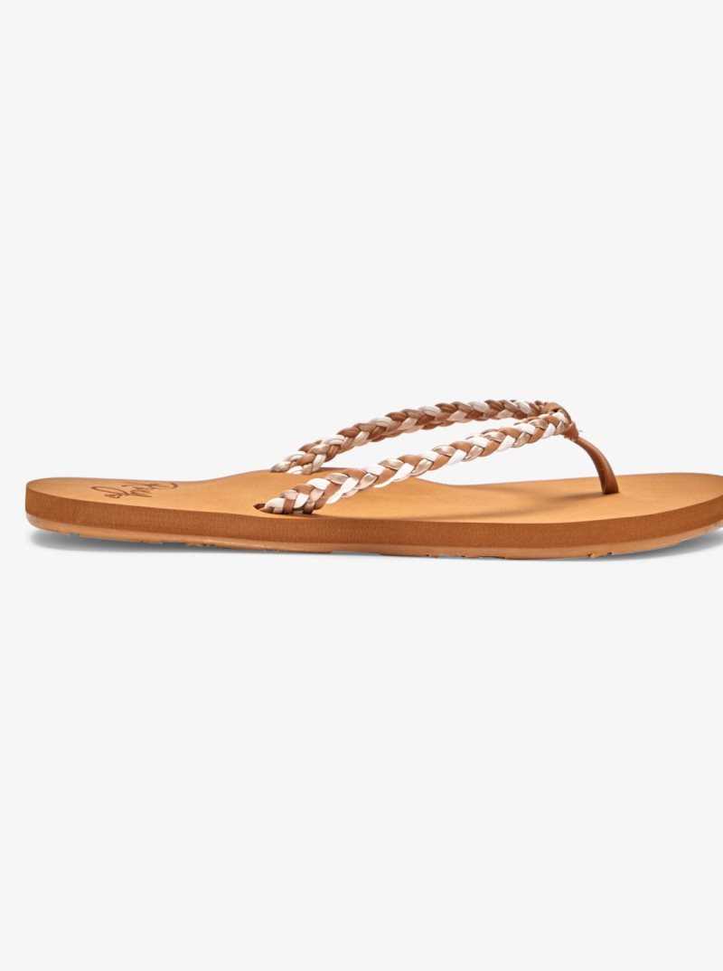 Roxy Costas Flip-Flops Tan/Gold | QRTMX-0214