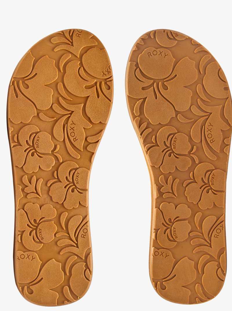 Roxy Costas Flip-Flops Tan/Gold | QRTMX-0214