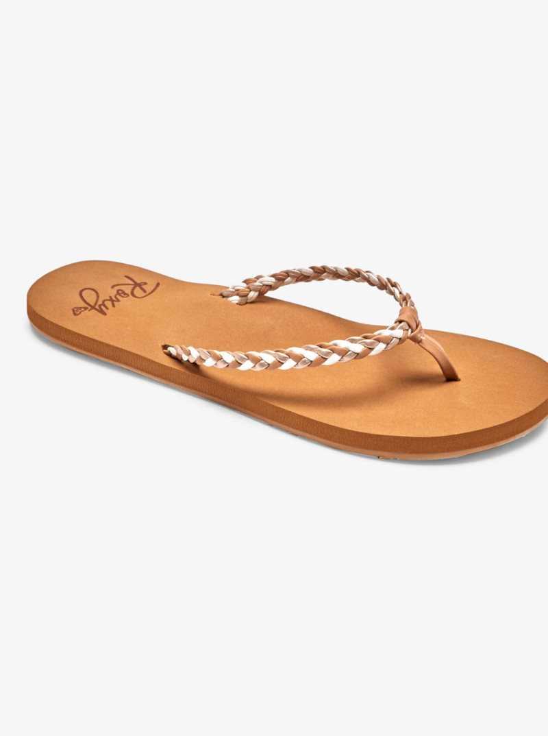 Roxy Costas Flip-Flops Tan/Gold | QRTMX-0214