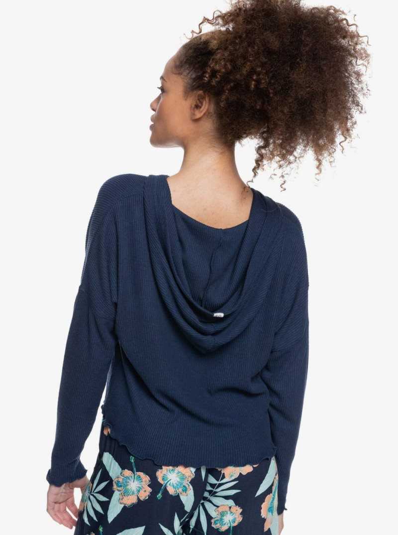 Roxy Cozy Day Long Sleeve Rib Knit Top Mood Indigo | AEKQY-1453